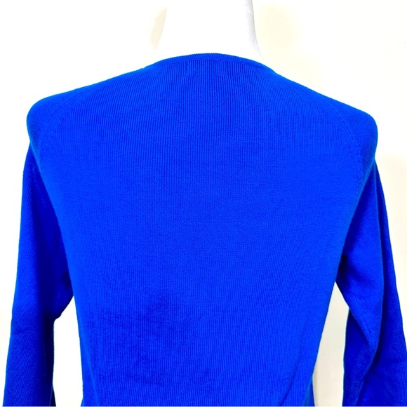 NWOT EVIE Blue Knit w Twist Front & Square V-Neck 3/4 Sleeves Pullover Top S - Picture 8 of 12